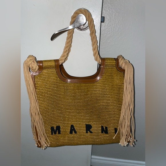 MARNI MARCEL RAFFIA NORTH SOUTH ROPE TOTE BAG PRELOVED - Picture 4 of 16